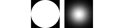 Figure 4.5 Two image textures: an all-white circle, or a fuzzy circle that fades out towards the edges